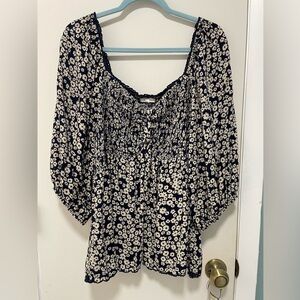 Maurices Navy and White Floral Blouse